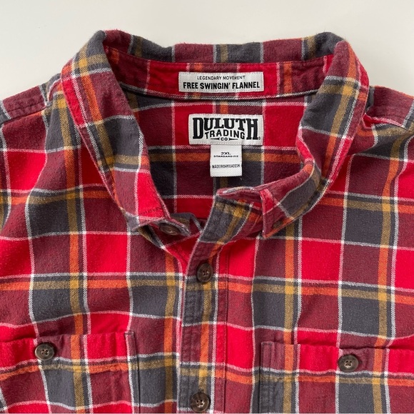 Duluth Trading Company Men's Red Free Swingin' Flannel Standard Fit Shirt Sz 2XL - Picture 3 of 7